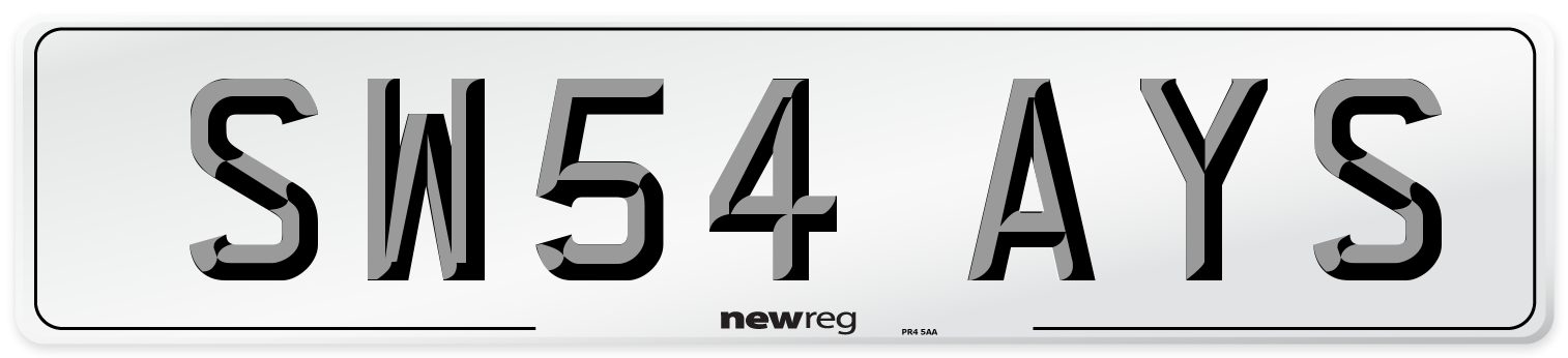 SW54 AYS Number Plate from New Reg